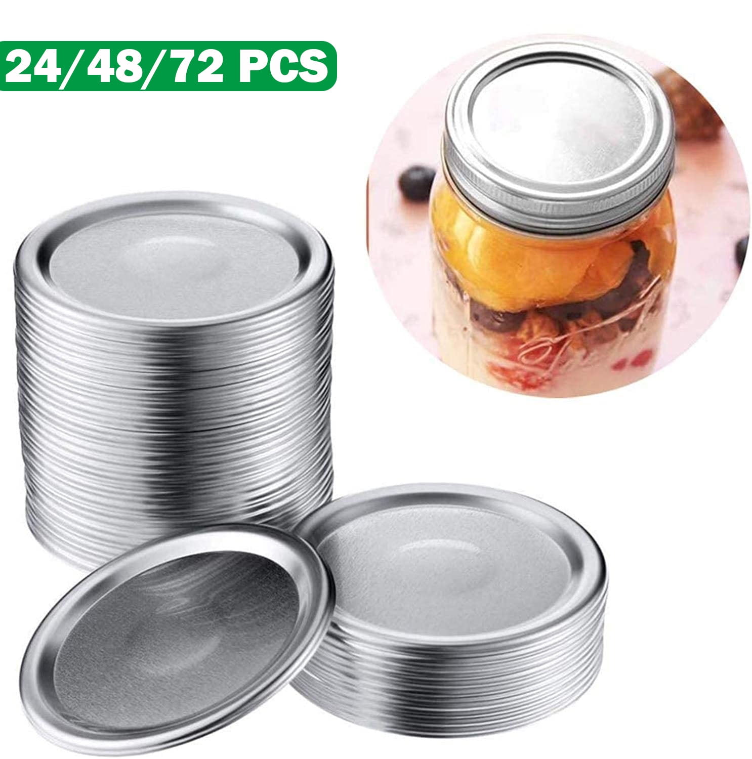 24/48/72 PCS Wide Mouth Mason Jar Lids, SplitType Canning Jar Lids