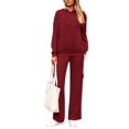 thumbnail image 3 of 2 Piece Sets for Women Fall Sweatsuits Outfits Lounge Matching Hoodie Set Travel Winter Clothes Wine Red XXL, 3 of 10