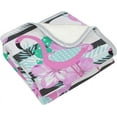 thumbnail image 3 of SKYSONIC Velvet Plush Throw Thermal Blanket - 4x5FT - Tropical Pink Flamingo Printed for Couch Bed Sofa Car, 3 of 5