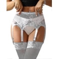thumbnail image 1 of Liga de encaje para mujer, talla grande, con 6 clips metálicos, ajustable, para ropa interior, talla U 4XL, color blanco A, 1 of 5