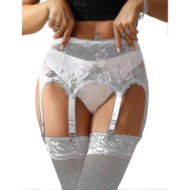 Liga de encaje para mujer, talla grande, con 6 clips metálicos, ajustable, para ropa interior, talla U 4XL, color blanco A