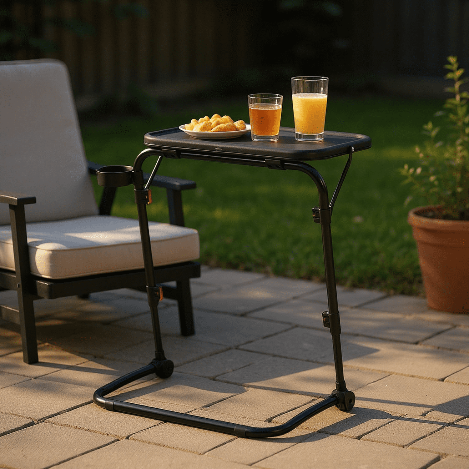 Table à manger pliante ajustable Homy Casa avec porte-gobelet, table portative idéale pour la cuisine, le balcon et les appartements