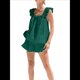 thumbnail image 3 of Conjunto de Pijama de Algodón de Dos Piezas para Mujer, con Volantes y Pantalones Cortos Informales, para Verano. Verde L, 3 of 8