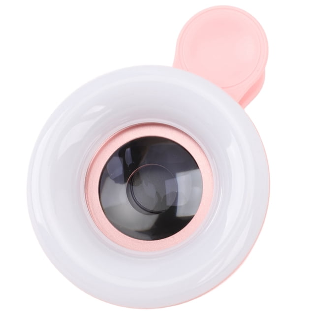 Lente macro para teléfono móvil, lente macro con clip portátil de 3 luces de colores, para fotografía detallada, recargable para pestas, cjas, arte de uñas
