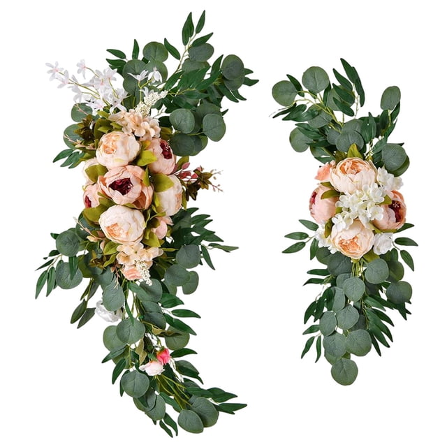 Flores artificiales rústicas, decoración de arco, arreglo floral, vegetación decorativa, guirnaldas florales para dormitorio, ventana, , champán perfecl Guirnalda de arco de boda