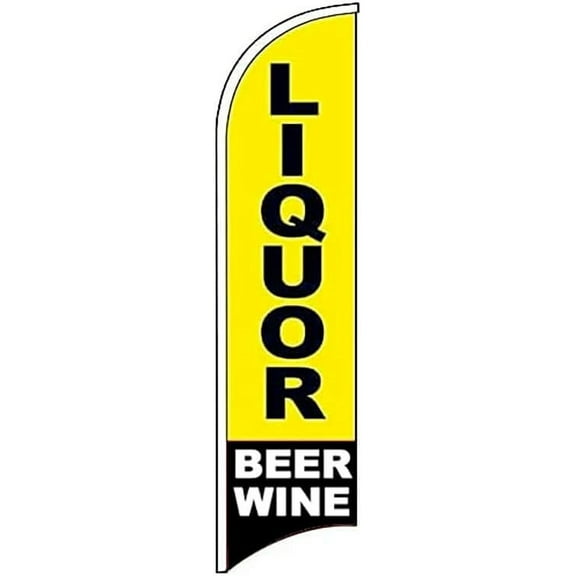 4LessCo Liquor Beer Wine Windless Swooper Flag Feather  Sign (Flag Only) yb, 2.5x11.5 ft