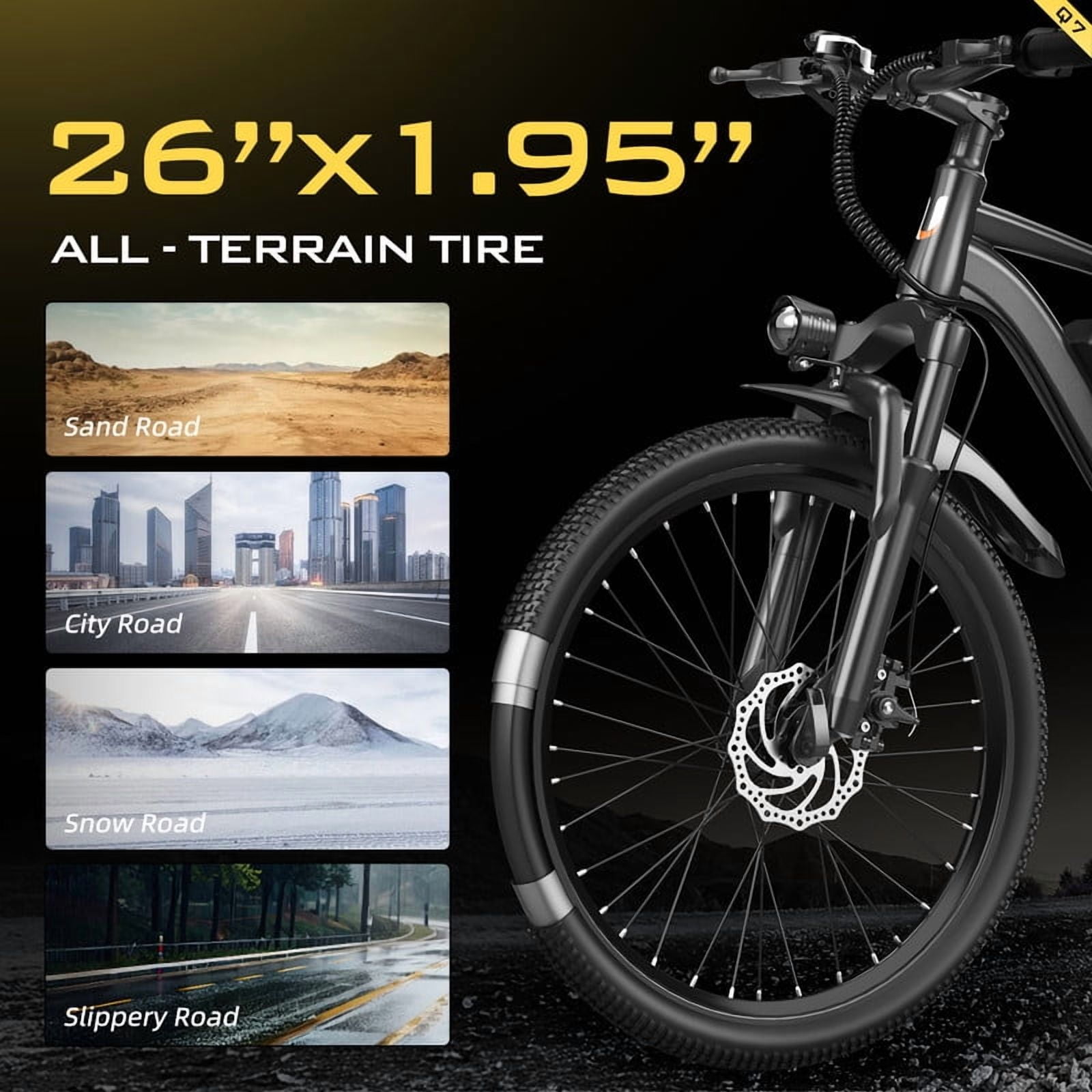 748W(Peek) Motor E Mountain Bike,26" Off-Road Tire for Adults,36V10AH Battary Electric Bike,22MPH Ebike Shimano 7-Speed Full Suspension UL2849
