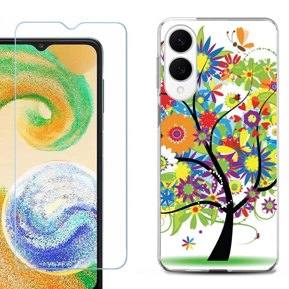 For Samsung Galaxy S25 Edge 5G Protective Shockproof Phone Case with Tempered Glass Screen Protector, by OneToughShield - Colorful Tree