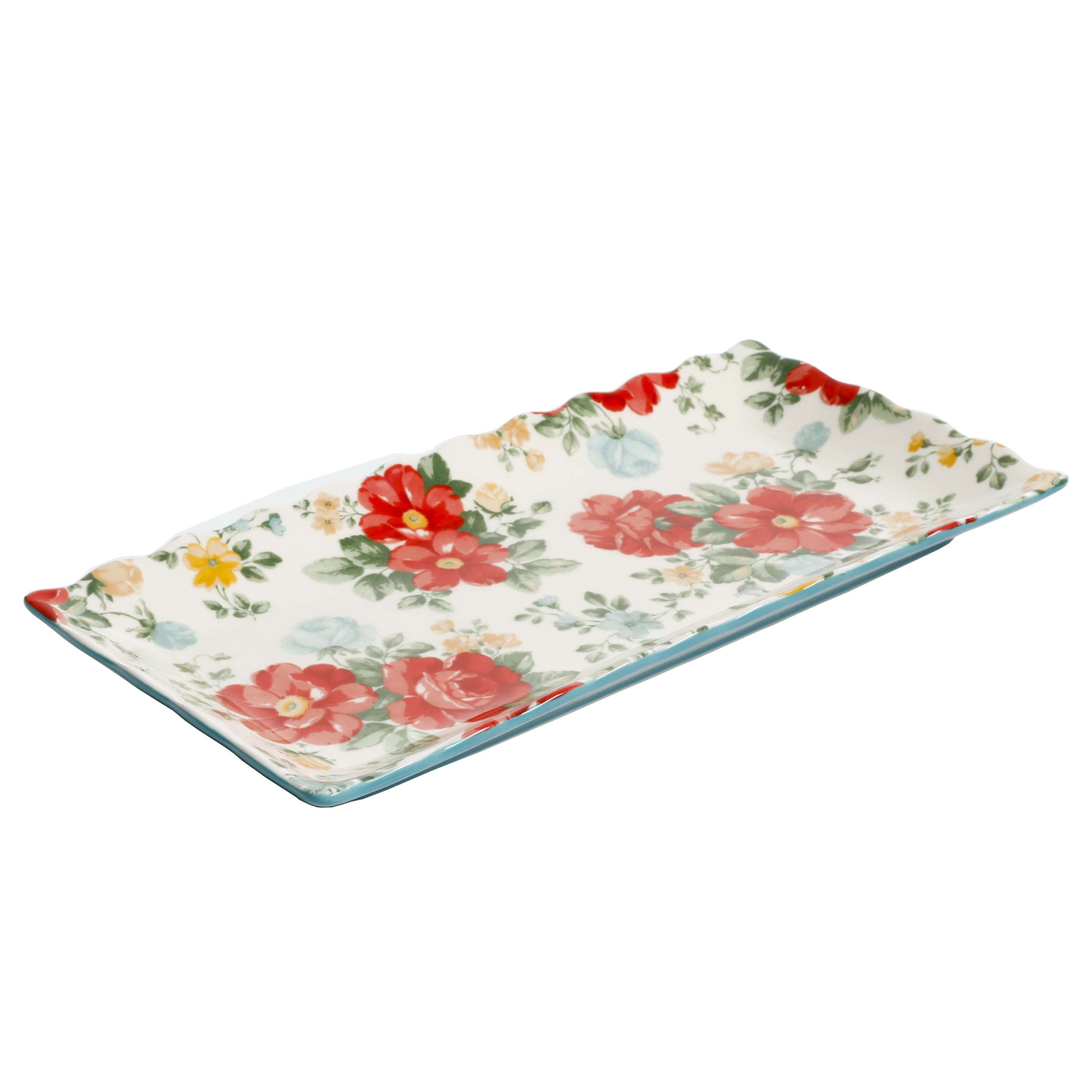 The Pioneer Woman Floral Medley 3-piece Serving Platters Durable Stoneware for sale online 