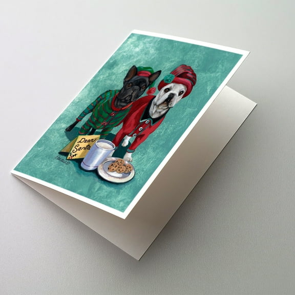 French Bulldog Christmas PJs Greeting Cards and Envelopes Pack of 8