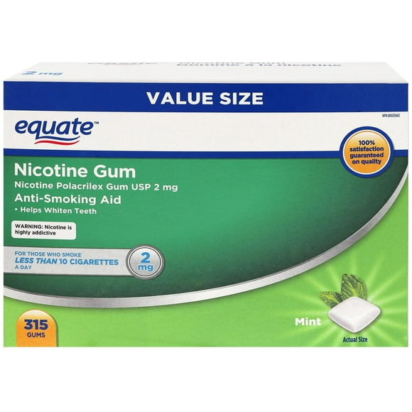 Equate Nicotine Gum, Mint, 2mg