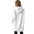 thumbnail image 5 of Fshiont Long Zip Up Hoodie Women Fleece Lined Oversized Tunic Sweatshirt Drop Shoulder Knee Length Fall Winter Hooded Jacket White M, 5 of 6
