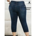 thumbnail image 5 of Women'S Plus Size Short Jeans Dark Blue Tight Jeans, Slim Fit Jeans For Women, Suitable For Dating, Daily Life, And Work, 5 of 8