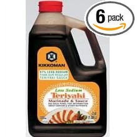 Kikkoman Less Sodium Teriyaki Sauce, 0.5 Gallon (6 Packs per
