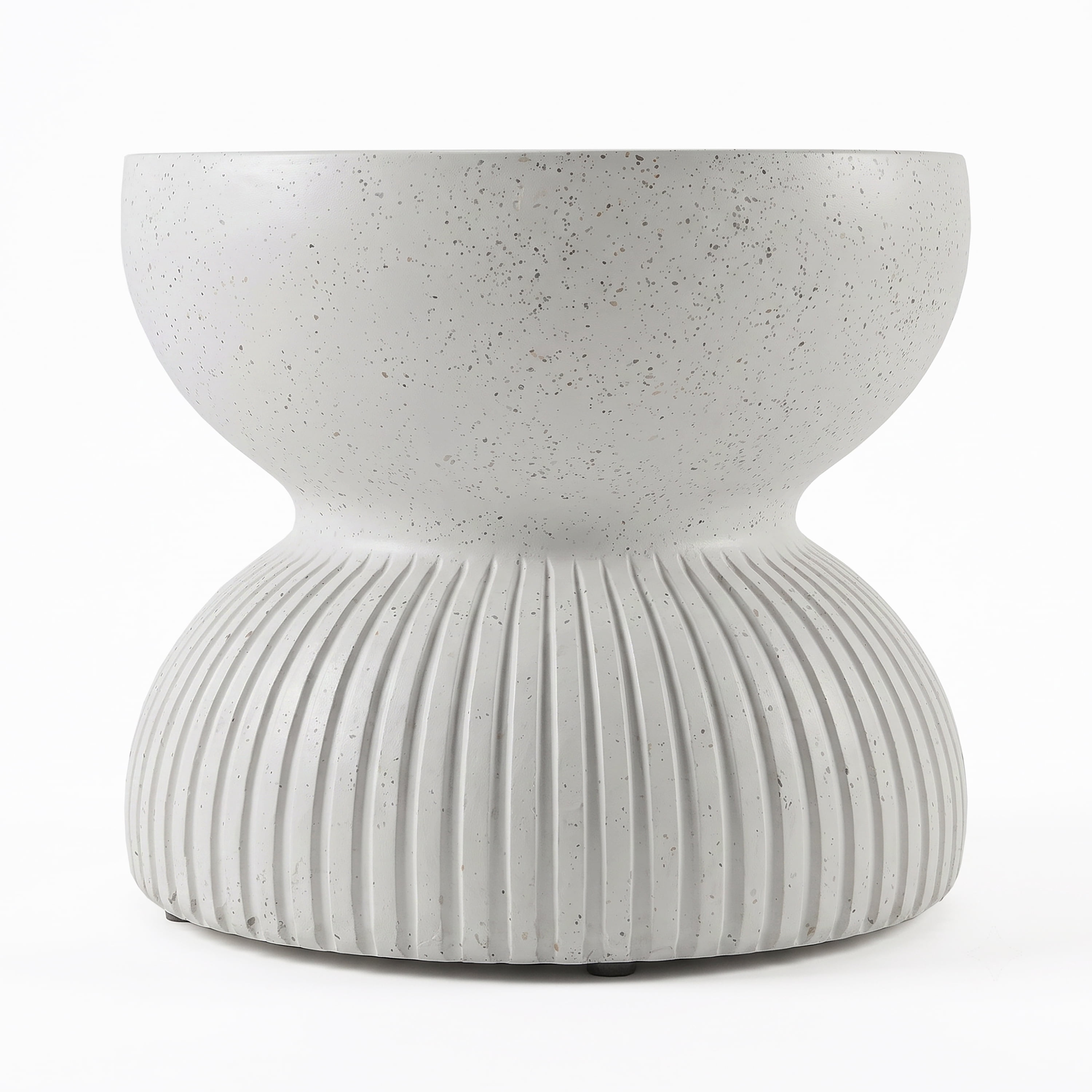 Large Hourglass MGO Side Table – Durable Construction, Textured Base, White Speckled Terrazzo