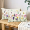 thumbnail image 3 of Spring Pink Floral Pillow Covers 12x20 Set of 2, Watercolor Flowers Lavender Daffodil Tulip Butterfly Decor Throw Pillows Seasonal Outdoor Farmhouse Cushion Case for Home Sofa Couch, 3 of 5