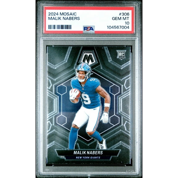 Graded 2024 Panini Mosaic Malik Nabers #306 Rookie RC Football Card PSA 10 Gem Mint