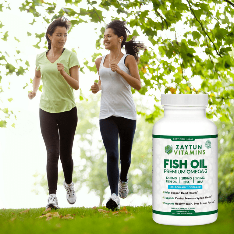 Zaytun Halal Fish Oil 1200mg Omega-3, Supports Heart & Brain Health, 120 Softgels - Walmart.com