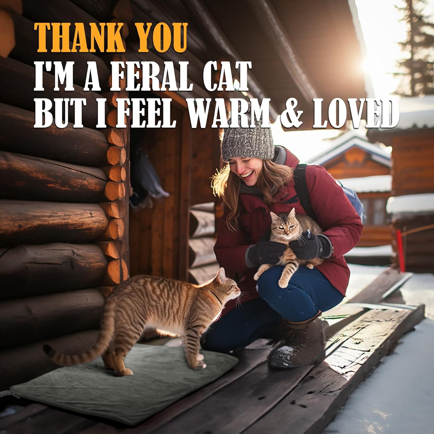 Outdoor Heating Pad for Cats, Pet Heating Pad for Outdoor Cat House,Safe Electric Cat Warming Pad,Waterproof Heated Cat House for Outside Feral Cat Animal,Outdoor Heat Cat Dog Bed Mat, 20"X16"