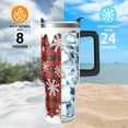 thumbnail image 3 of Christmas Red Buffalo Plaid Gifts for Women Men, White Snowflake Stainless Steel Insulated Travel Coffee Cup, 40 Oz Tumbler with Handle and Straw, Winter Holiday Water Bottle, 3 of 6