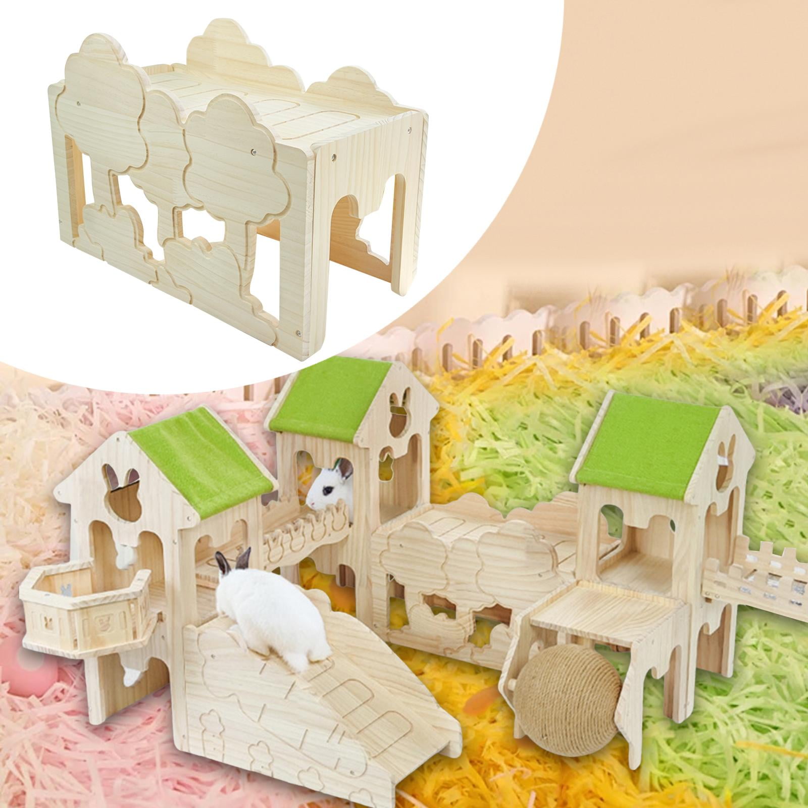 TOOYFUL Habitat Decor Sleeping Nest Solid Wood Hamster Hideout Small Pets Activity Toy for Gerbil Hedgehog Hiding I