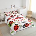 thumbnail image 3 of YST Cartoon Ladybug Full Size Comforter Set for Kids Boys Girls Cute Insect Animal Bedding Set, Pink Red Floral Flower Down Comforter Wild Ladybird Bed Set, Spring Garden Quilted Duvet, 3 of 5