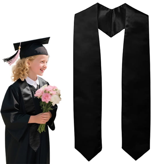 FENGGHAO Graduation Shoulder Strap Ceremony Ribbon Sash Adult Graduation Cape 60 Inch Pure Color Awarding Ribbon for Men Women Black