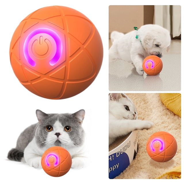 (Textura Patrón) Juguete Rodante para Gato Juguete Recargable para Gato Pelota Deportiva Juguete para Gatito Con Automático (naranja Tipo C)