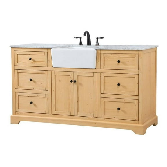 Elegant Decor Franklin 60" Aluminum MDF Single Bathroom Vanity in Natural Wood