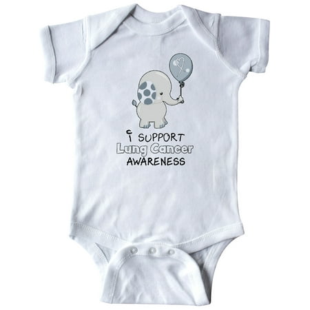 

Inktastic I Support Lung Cancer Awareness- elephant with balloon Gift Baby Boy or Baby Girl Bodysuit