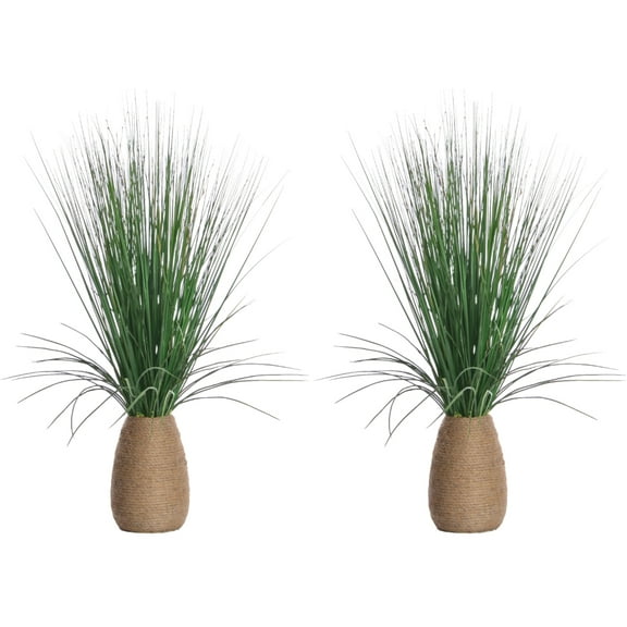 Vintage Home 2-Pack Artificial Faux Plastic 29" Tall Grass With Twigs In Hemp Rope Container