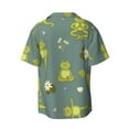 thumbnail image 2 of Naloa Cute Yoga Frogs Men's Loose Fit Cuban Collar Short-Sleeve Shirt with Button-down and Chest Pocket for Everyday Wear Outings - Medium, 2 of 7
