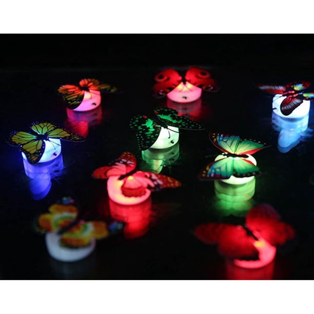 10pcs colorido cambiante mariposa LED lámpara de luz nocturna sala de estar en casa escritorio decoración de la pared