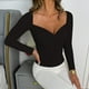 thumbnail image 5 of Suéter de manga larga con cuello en V y hombros descubiertos para mujer de otoño e invierno, 5 of 6