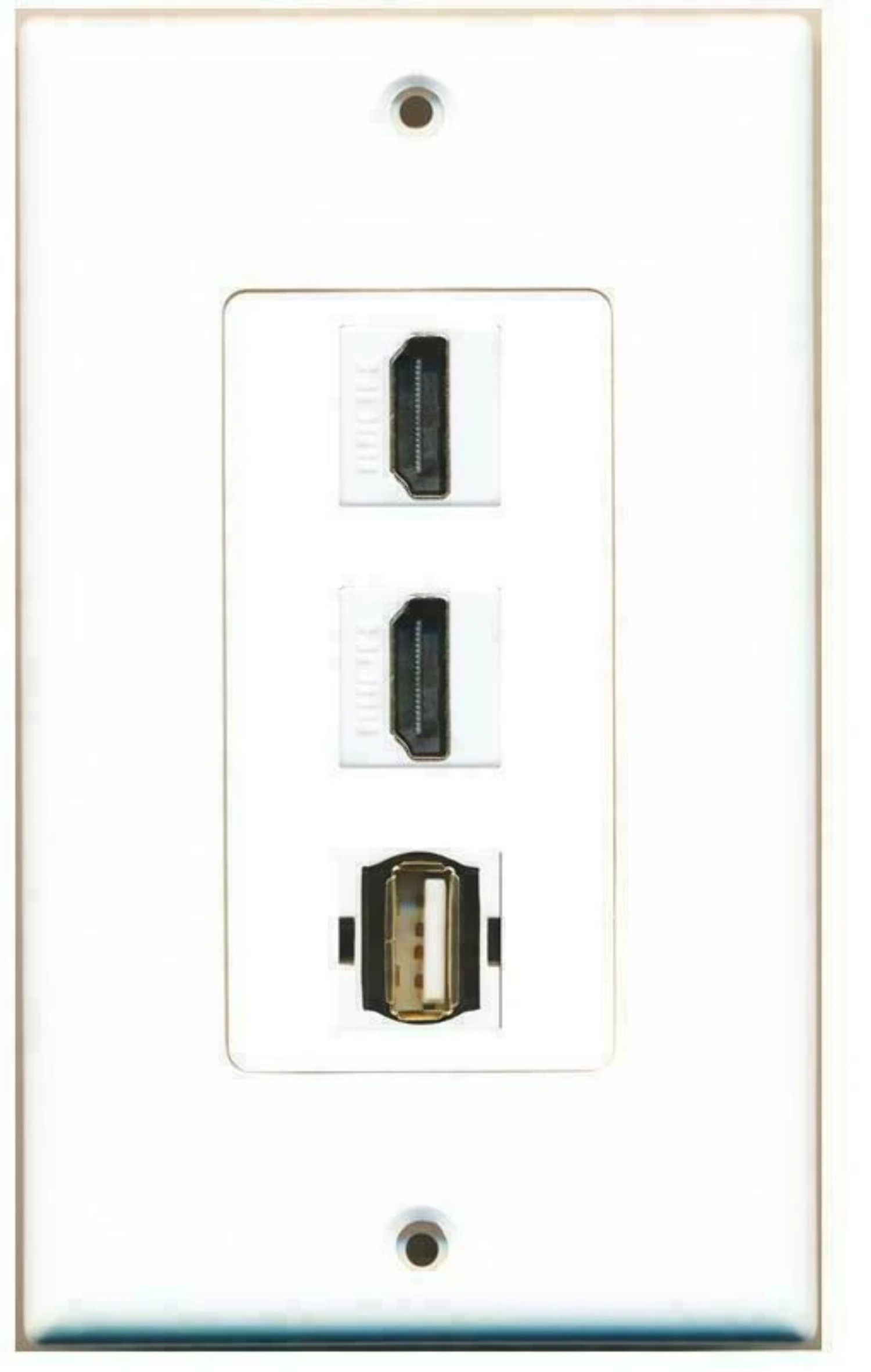 Ultra Spec Cables 2 HDMI 2.0 1 USB Port Wall Plate Coupler Jack Hide