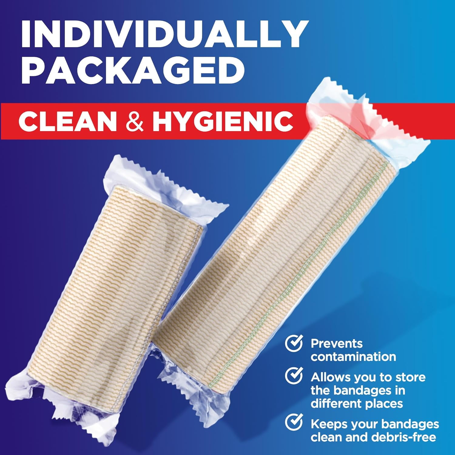 Premium Elastic Bandage Wrap - 6pk (2x2", 2x3", 2x4") - Strong Self-Closing Compression Bandage Wrap
