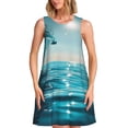 thumbnail image 1 of Fotbe Turquoise Ocean Reflection Vestido de Verano sin Mangas para Mujer – Vestido Midi Línea A, Estilo Camiseta Floral, Vestido Playero Casual y Fluido, 1 of 7