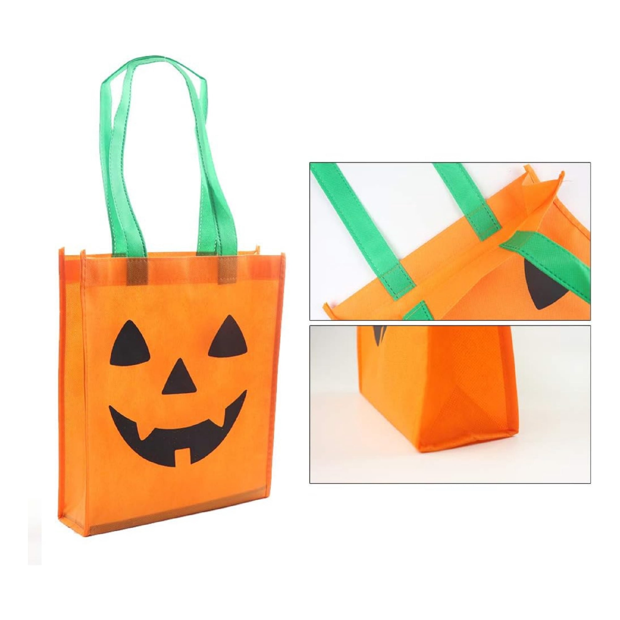 10 Pack Halloween Pumpkin Goodie Bags Non-Woven Fabric for Trick or Treat