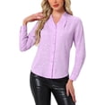 thumbnail image 1 of Camisa de manga larga con cuello alto Allegra K para mujer, con estrellas metálicas, tamaño XS, color púrpura claro, 1 of 5