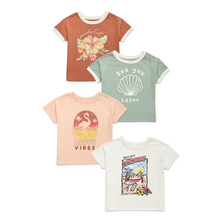 

Garanimals Baby and Toddler Girls Short Sleeve Graphic Tee 4-Pack Sizes 12M-5T