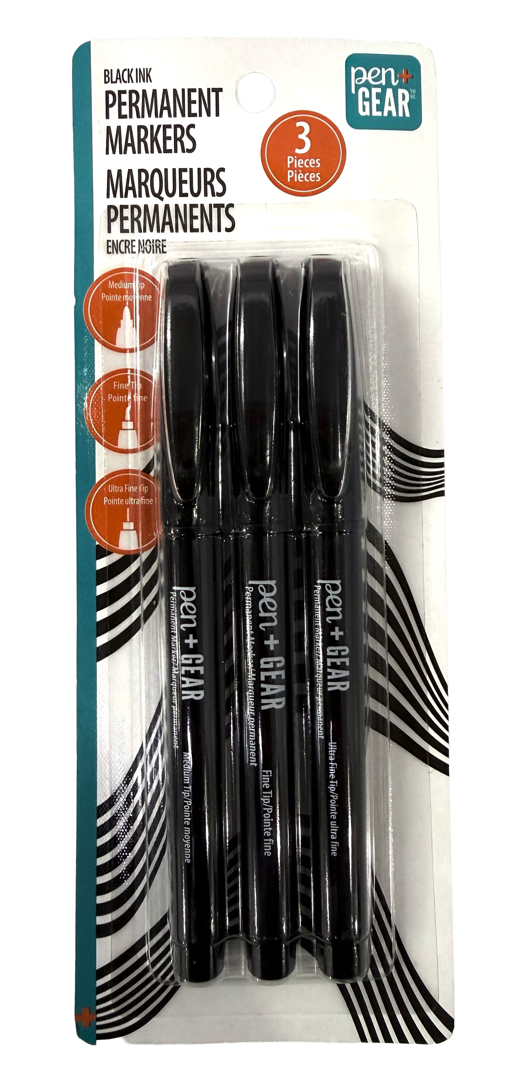 Pen + Gear 3 CT Pointe Multi Marquers Permanents Black Noire