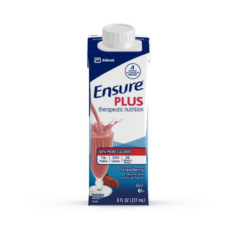 Ensure Plus Strawberry (Institutional) 64907 8 oz Cartons 3 Cases of 24