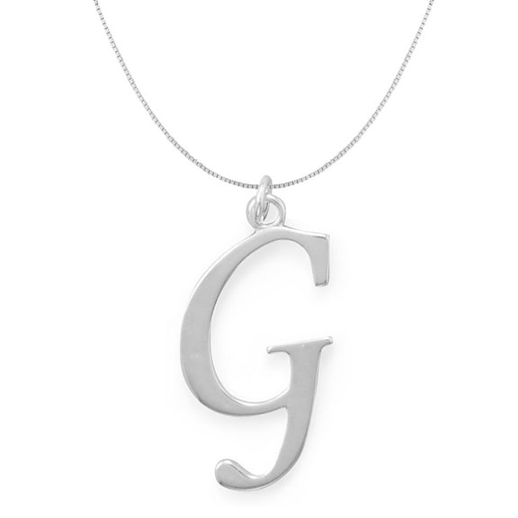 Precious Stars Sterling Silver Initial Letter G Pendant with 0.70-mm Thin Box Chain