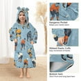 thumbnail image 3 of FORMRS Wearable Blanket Hoodie with Sleeves for Kids Cozy Flannel Sweatshirt, Blue Hockey Pattern, 3 of 7