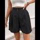 thumbnail image 4 of Pantalones Cortos de de Cintura Alta y Pierna con Bolsillos para Mujer, de Verano Negro S, 4 of 7