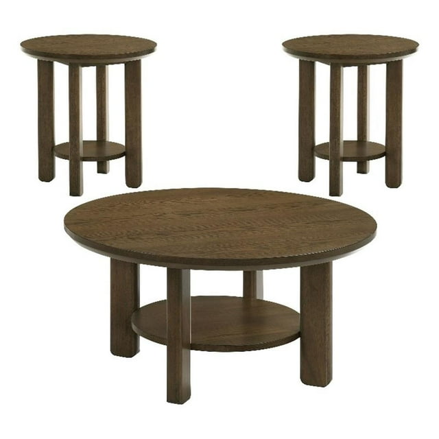 Coaster Otowa Ensemble de 3 Tables Basses Rondes Transitionnelles en Bois, Brun