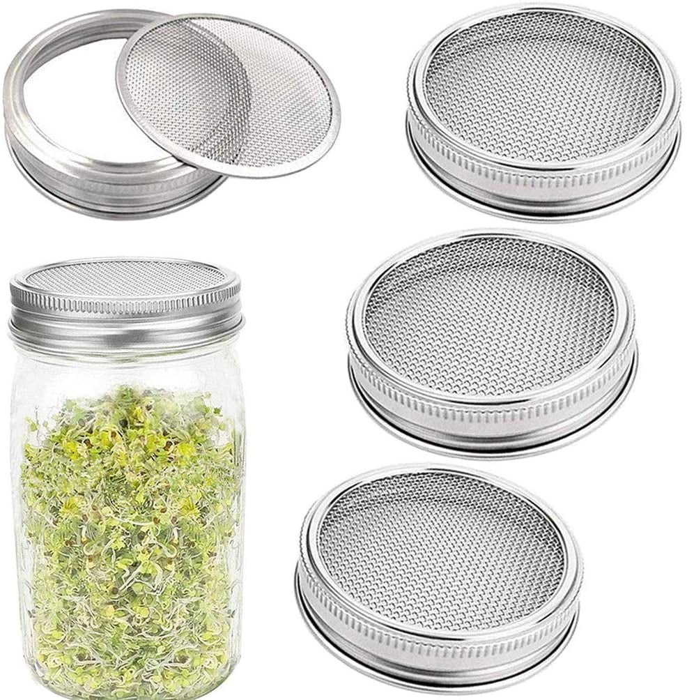 6 Pack Plastic Sprouting Lids for Wide Mouth Mason Jars Sprouing Jar Strainer 