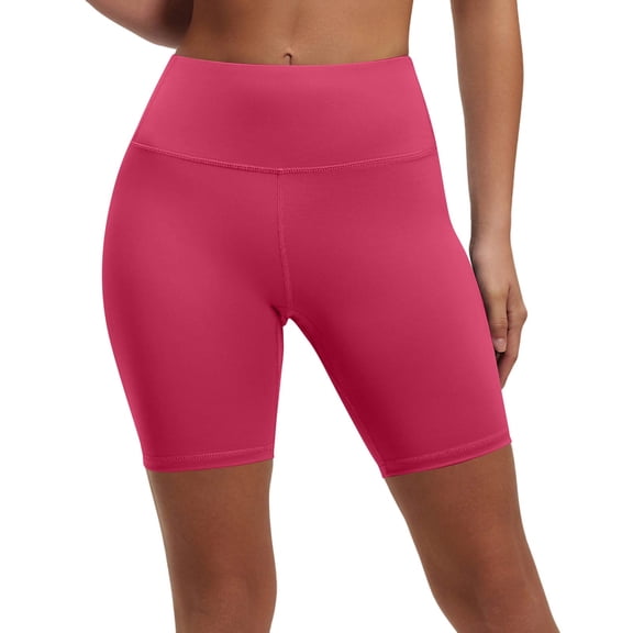 UDAUDU Womens High Waist Workout Shorts Tummy Control Workout Comfortable Yoga Gym Athletic Biker Shorts Hot Pink S