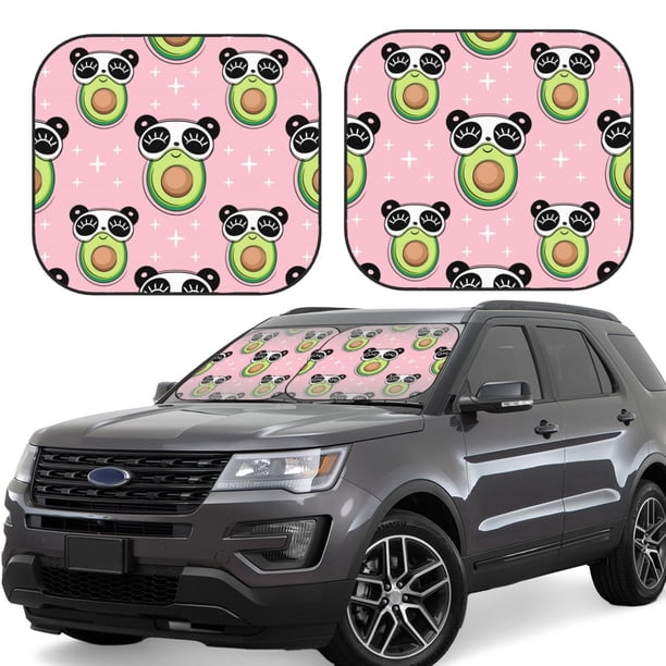Balery Panda Avocado Parasol para parabrisas de coche de 2 piezas | Parasol plegable para parabrisas delantero de coche para la mayoría de sedanes-Medium