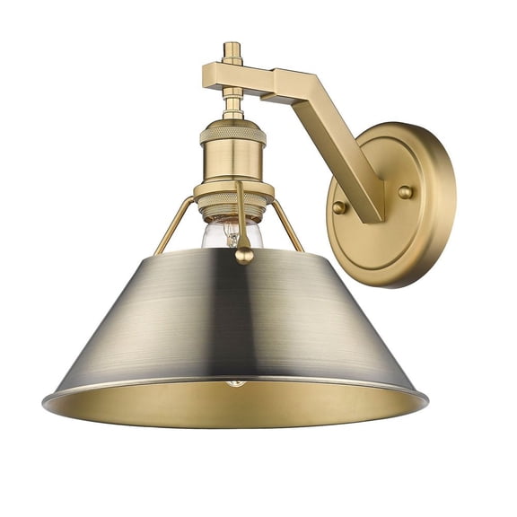 3306-1W BCB-AB Golden Lighting Orwell - 1 Light Wall Sconce-9.63 Inches Tall and 10 Inches Wide-Brushed Champagne Bronze Finish-Aged Brass Shade Color